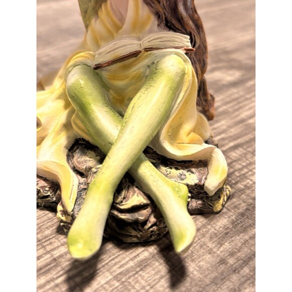 Fantasy Bookworm Fairy Yellow and Green Winged Figurine - Picture 11 of 16